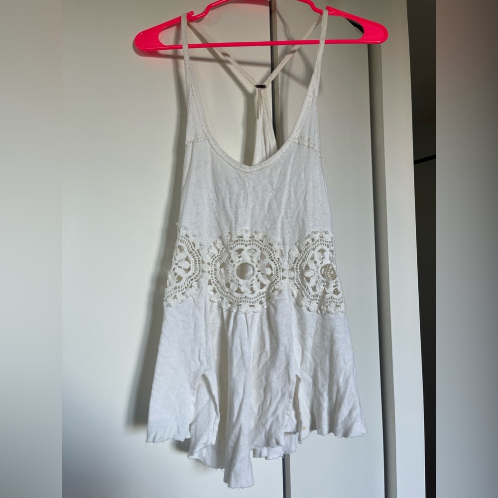 Free People - Crochet White Tank Top
